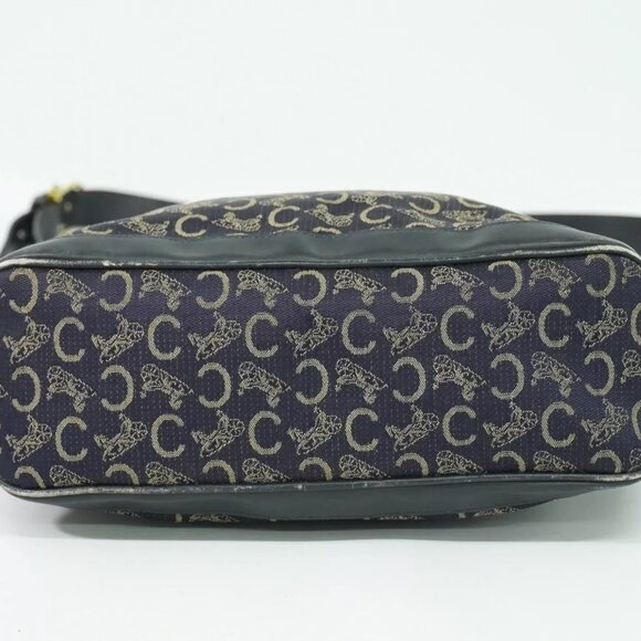 CELINE C Macadam Canvas Shoulder Bag Navy Gold - Picture 11 of 15